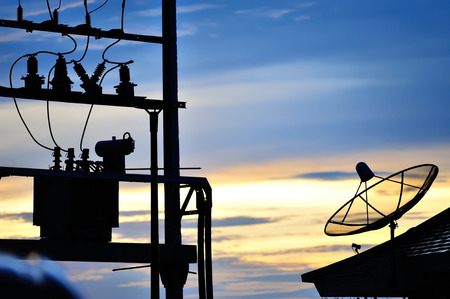 An Radar in blue sky sunset .の写真素材