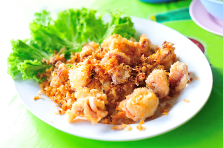 An squid fried in soft light sea food .の写真素材