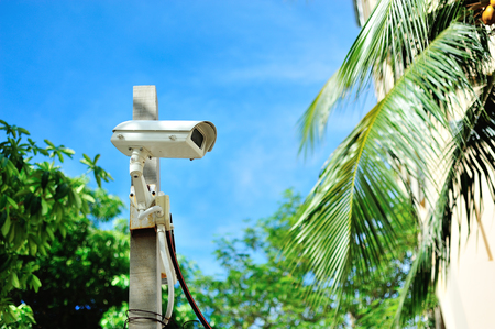 An Security cctv in public place city .の写真素材