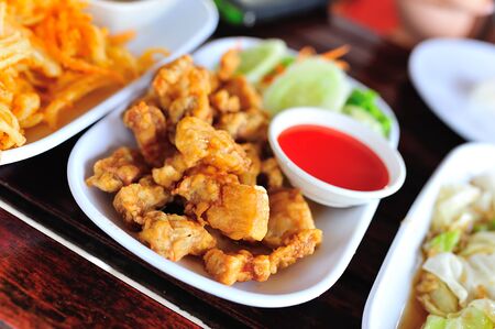 An chicken fried in soft light .の写真素材