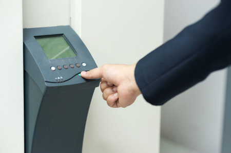 An Push finger button switch on .の写真素材