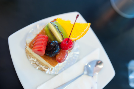 An fruit cake  in soft light .の写真素材