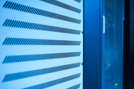 fiber optic with servers in a technology data center .