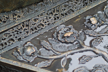 An Wet Flower carved in nature light .の写真素材