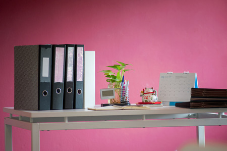 Office desk in work place with soft light .の写真素材