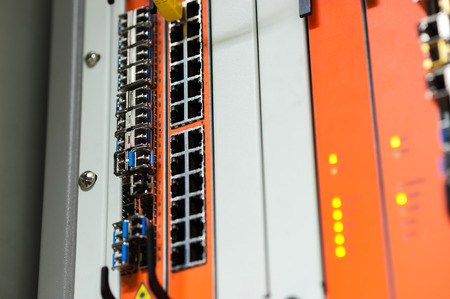 Fix network switch in data center room .の写真素材