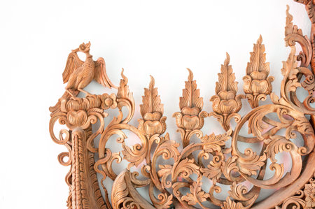 Carved flower line thai with soft light .の写真素材