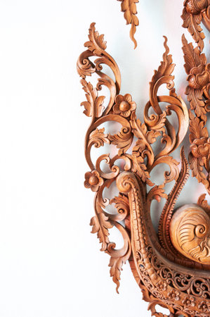 Carved flower line thai with soft light .の写真素材