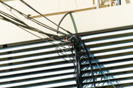 Pillar electric line in sun light .