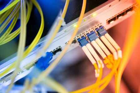 fiber optic with servers in a technology data center .の写真素材