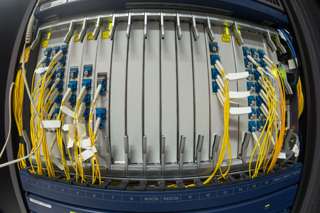 fiber optic with servers in a technology data center .の写真素材