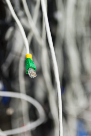 An Lan cable in network room dept of field technic .