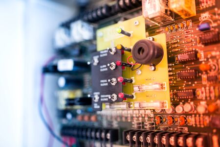 Electric outdoor fuse box in soft light .の写真素材