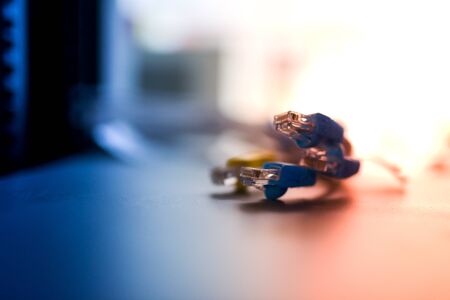 An Lan cable in network room dept of field technic .の写真素材