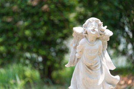 Angel statue in nature place in soft light .の写真素材