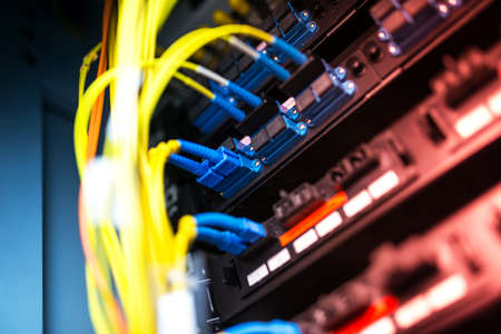 fiber optic with servers in a technology data center .の写真素材