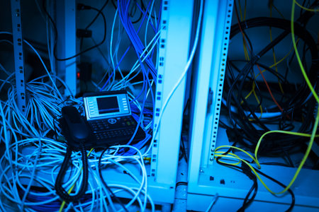 IP phone in network room .
