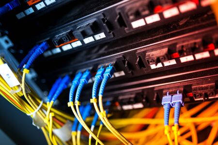 fiber optic with servers in a technology data center .の写真素材
