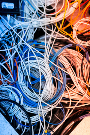 An Lan cable in network room dept of field technic .の写真素材