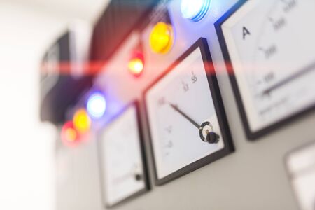 Electric outdoor fuse box in soft light .の写真素材