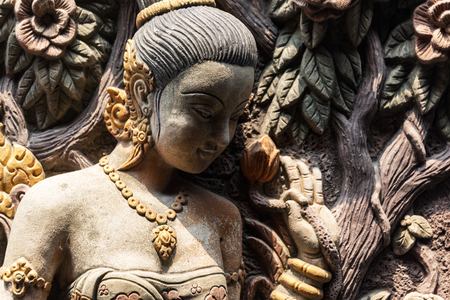 Angel statue in nature place in soft light .の写真素材