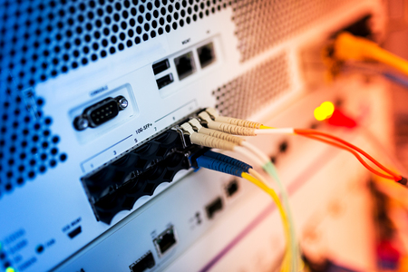 fiber optic with servers in a technology data center .の写真素材