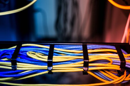An Lan cable in network room dept of field technic .の写真素材