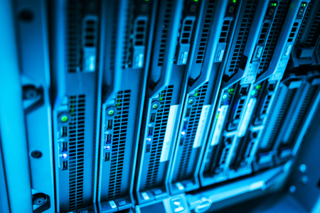 Storage servers in data room Domestic Room .の写真素材