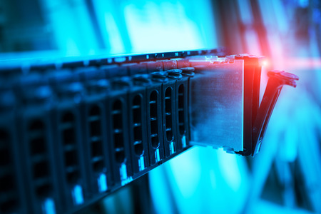 Man fix server network in data center room .の写真素材