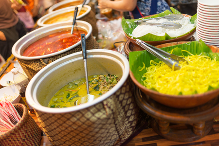 Thai food in market soft lightの写真素材