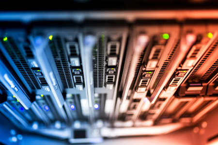 Storage servers in data room Domestic Room .の写真素材