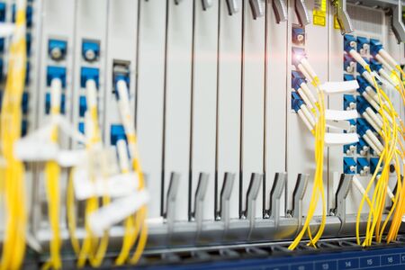 fiber optic with servers in a technology data center .の写真素材