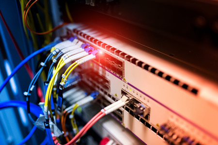 fiber optic with servers in a technology data center .の写真素材
