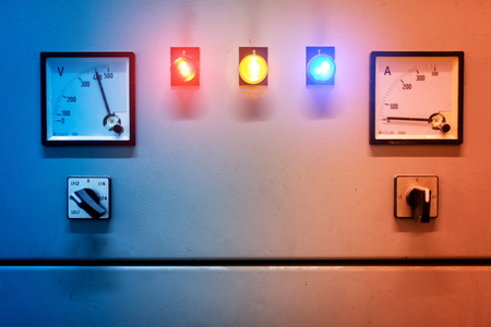 Electric outdoor fuse box in soft light .の写真素材