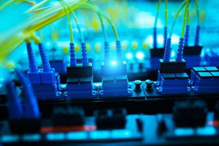 fiber optic with servers in a technology data center .の写真素材