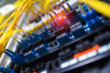 fiber optic with servers in a technology data center .の写真素材