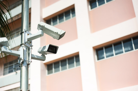 An Security cctv in public place city .の写真素材