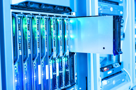 Network servers in data room Domestic Room .の写真素材