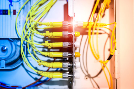 fiber optic with servers in a technology data center .の写真素材