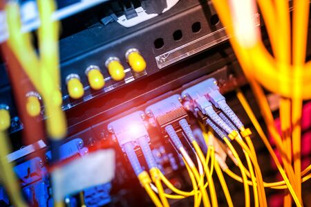 fiber optic with servers in a technology data center .の写真素材