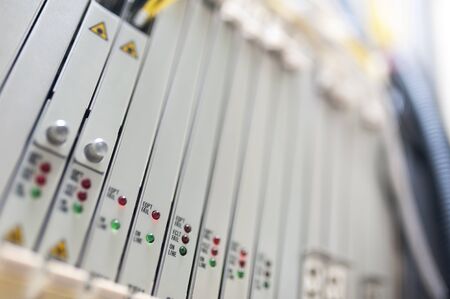 fiber optic with servers in a technology data centerの写真素材