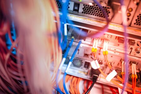 fiber optic with servers in a technology data center .の写真素材