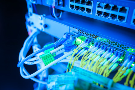 fiber optic with servers in a technology data center .の写真素材