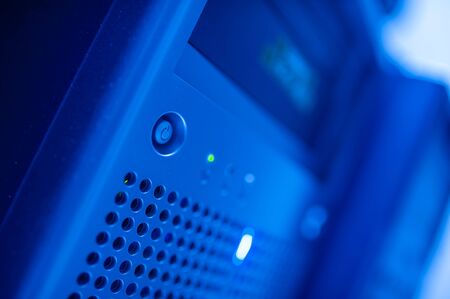 The server room tells the computer server that is working continuously. Convey the power and progress.の写真素材