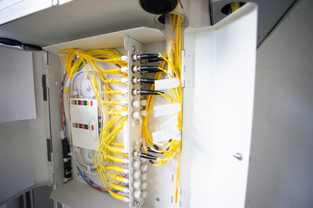 fiber optic with servers in a technology data centerの写真素材