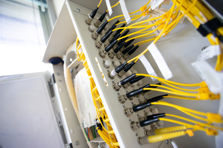 fiber optic with servers in a technology data centerの写真素材