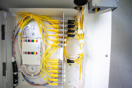 fiber optic with servers in a technology data centerの写真素材