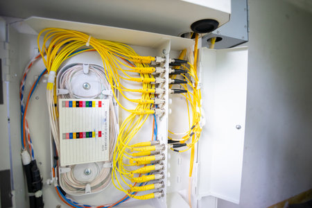 fiber optic with servers in a technology data centerの写真素材