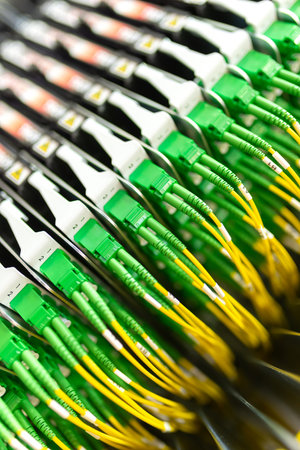 fiber optic with servers in a technology data center