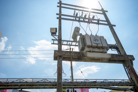 electrical transformer is a vital component in electrical distribution systems that is used to transfer electrical energyの写真素材